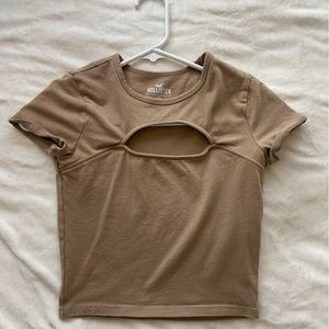 Brown cutout crop top